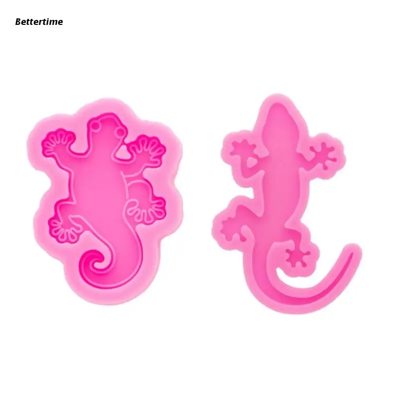 

B36D Handmade Gecko Snake Shape Silicone Keychain Mold with Hole for DIY Keychain Pendant Making Crafts Blue White Moulds