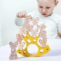 mouse cheese balance educational toys wooden stacking building blocks toy for children gift interactive battle stacking games