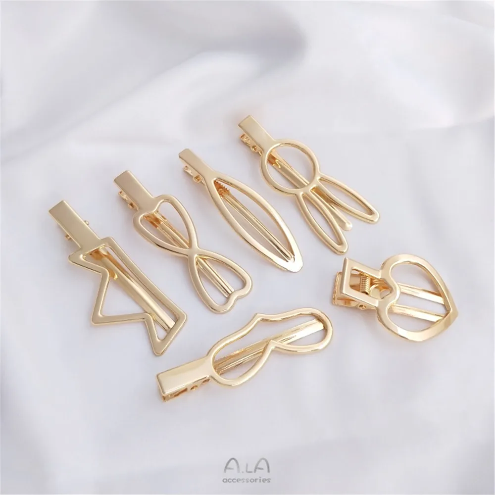 

14K Gold Filled Plated Bowknot crown heart-shaped liu Hai clip Korea plated real gold duck beak clip DIY tiara