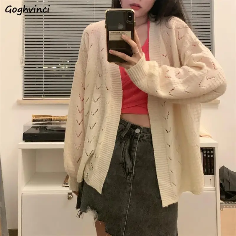 

Женский кардиган, мягкий свободный Простой повседневный уютный свитер в Корейском стиле для студентов, Модный классический однотонный весенний свитер