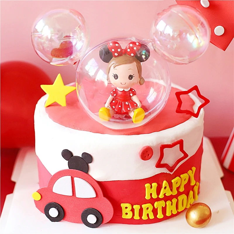 

Cute Mouse Girl Felt Bowknot Cartoons Happy Birthda Cake Topper Cake Flags Wedding Party Cupcake Decor Baby Shower Supplies