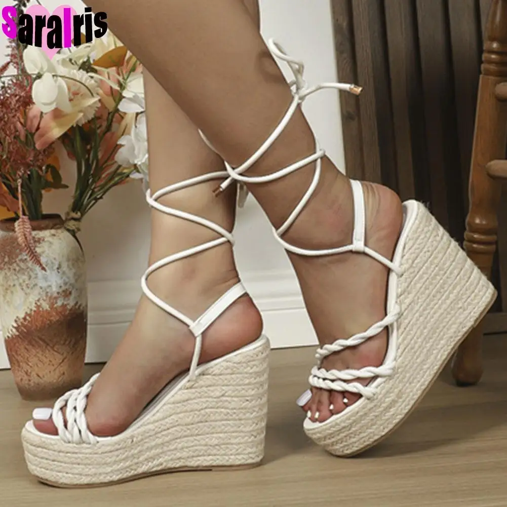 

Bohemia Summer Fashion Shoes For Woman Platform Wedges High Heeled Sandals Women Vacation Narrow Band Ladies Sandals 2023