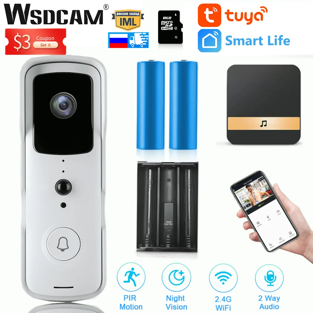 WSDCAM 2.4GWIFI Doorbell Camera Wireless 1080P HD IR Night Vision Waterproof Visual Doorbell Camera Security Smart Home enlarge