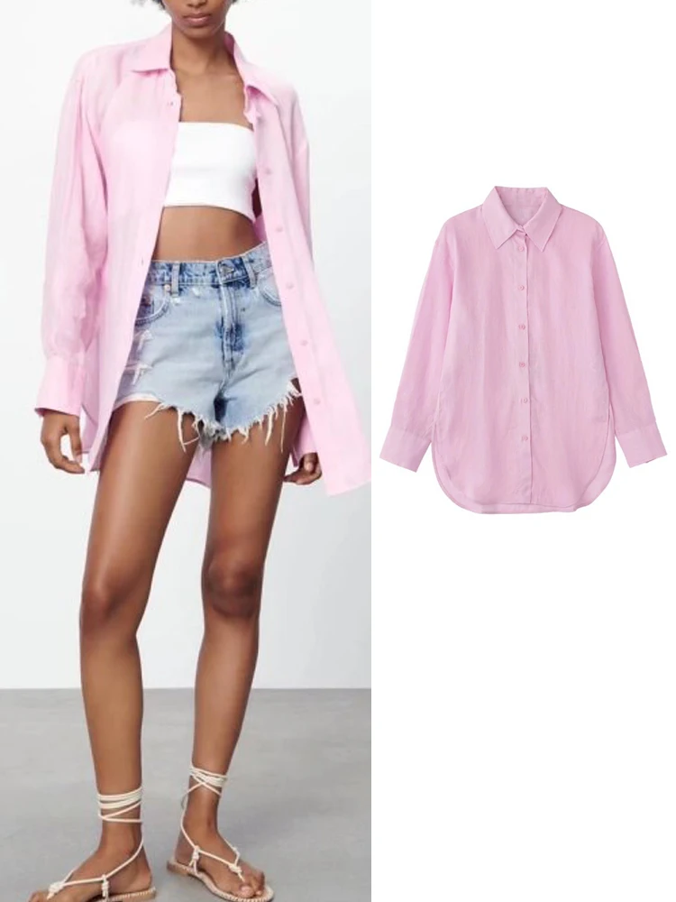 

Женский топ, Однотонная рубашка на пуговицах, Женская Офисная модная шикарная рубашка с длинным рукавом и лацканами, 2022