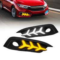 led daytime running lights for honda civic 2016 2017 2018 car drl tricolor with yellow turn signal warning lamp auto accessories