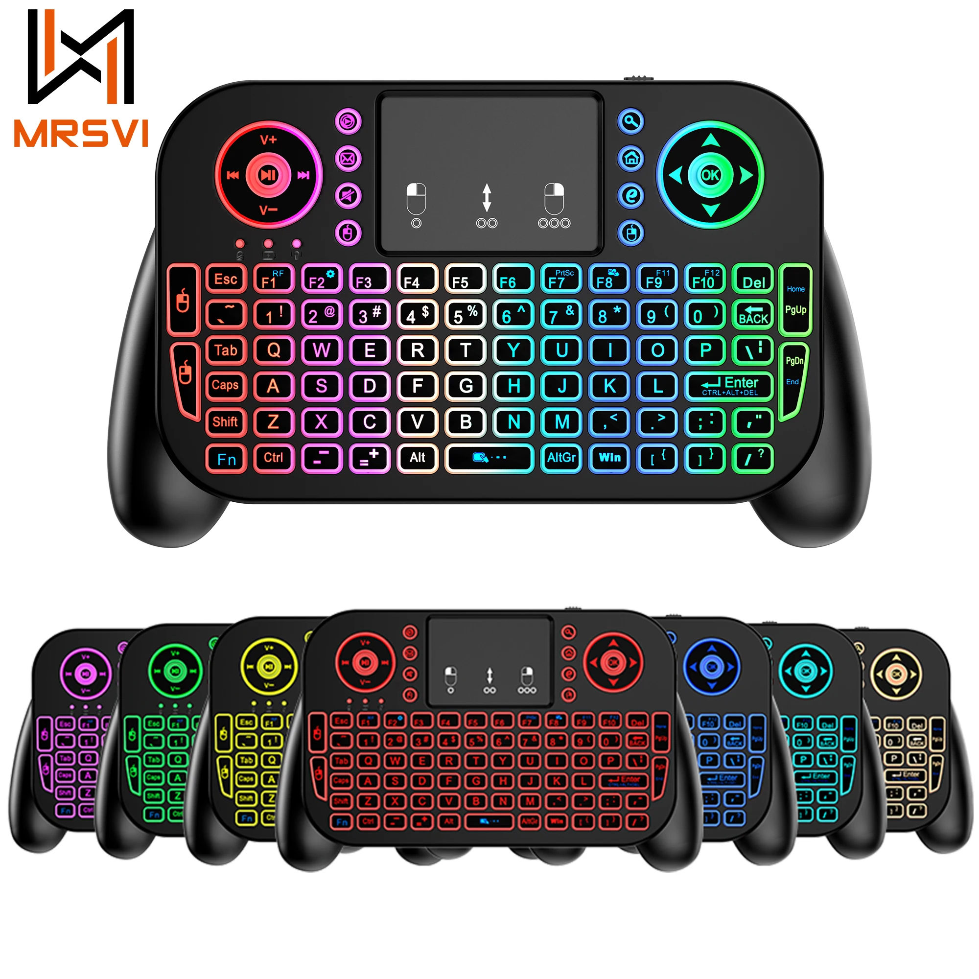 

MRSVI Wireless Backlit Keyboard Russian English Hebrew Version V8 2.4GHz Air Mouse Touchpad Handheld for Android TV BOX Mini PC