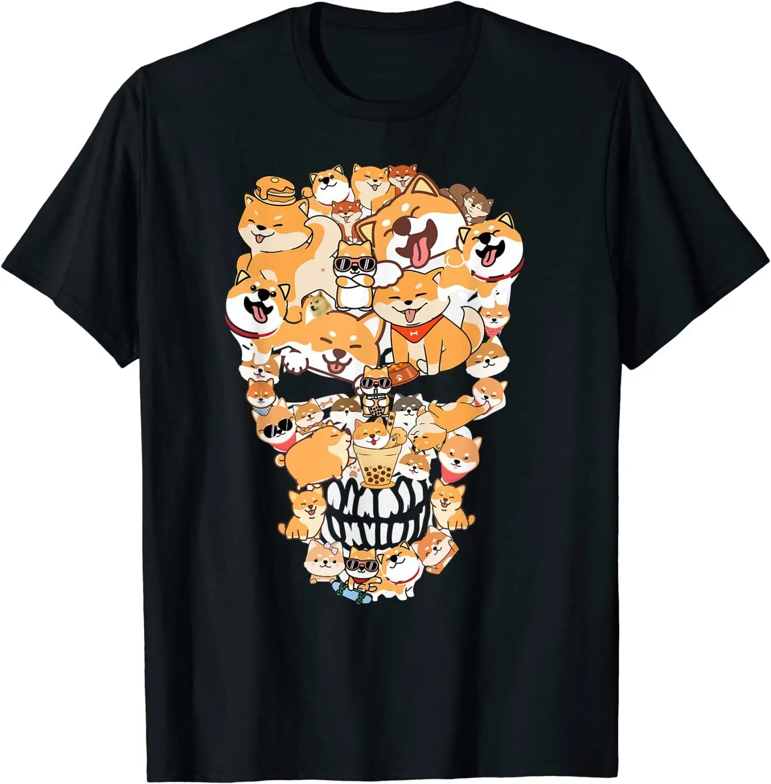 

Shiba Inu With A Skull Cool Harajuku Aesthetic Unisex T Shirt Men T-shirt Short Sleeve Casual T Shirt Men Clothing Tops Tee 3d