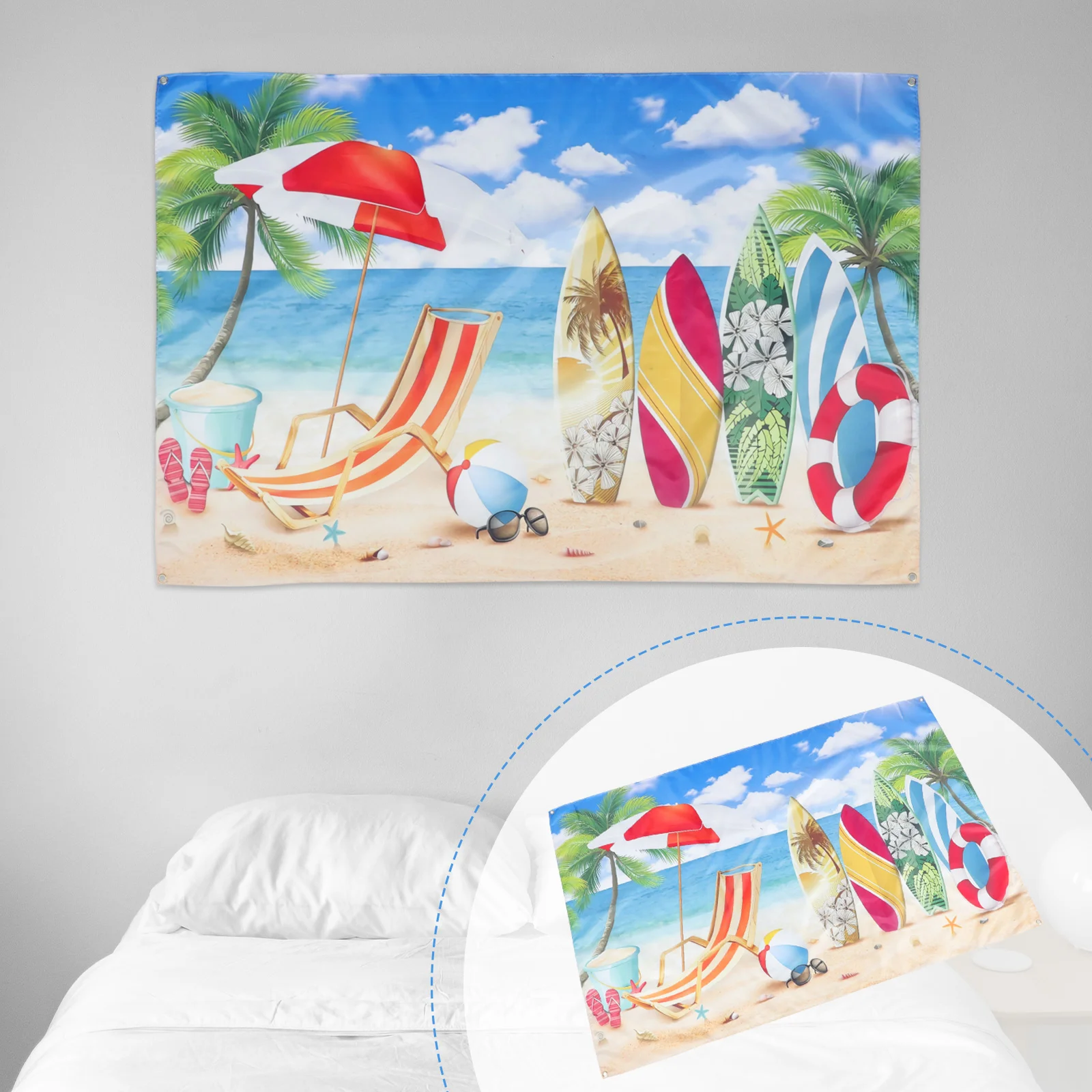 

Beach Pattern Wall Carpet Polyester Creative Bedroom Living Room Backdrop Tapestry