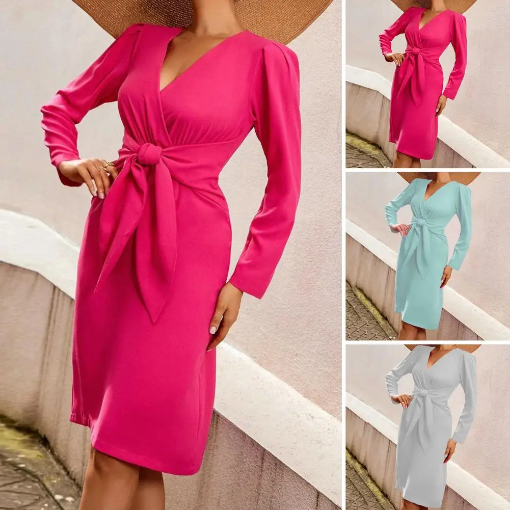 

Autumn Trendy Slim Fit Split Pullover Dress Temperament Female Dress Long Sleeve for Dating