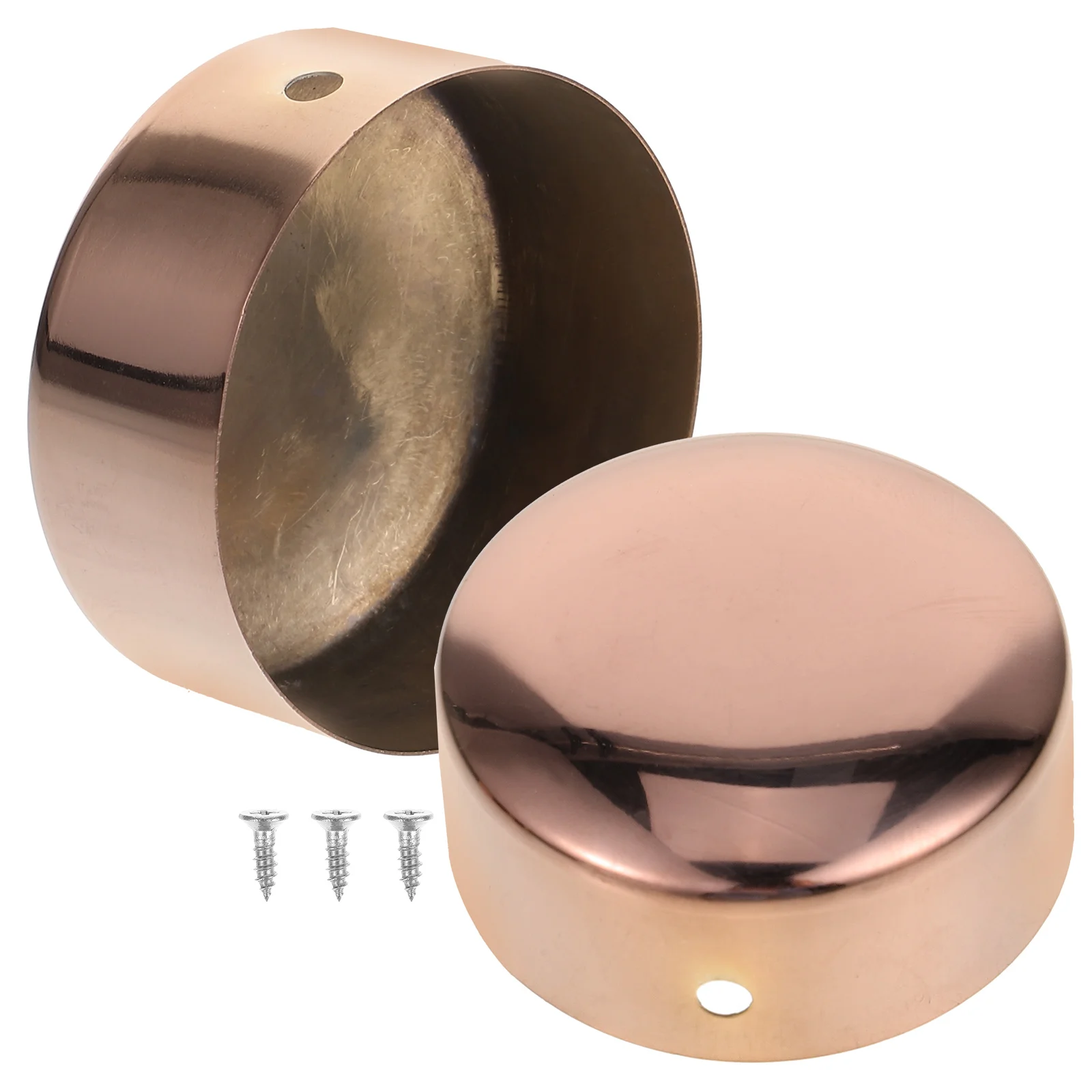 

2 Pcs Staircase Handrails End Caps Round Covers Accessories Stainless Steel Plastic Wooden Parts Replacement