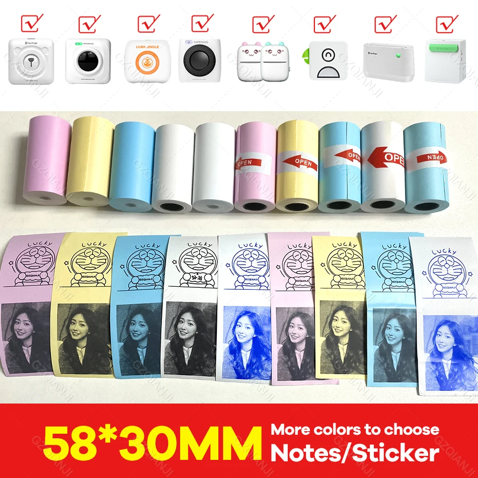 

Thermal Label Paper Notes Sticker Roll White Color for Photo Printer 57*30mm Camera Instant Peripage A6 A8 Paperang P1 P2 Poooli