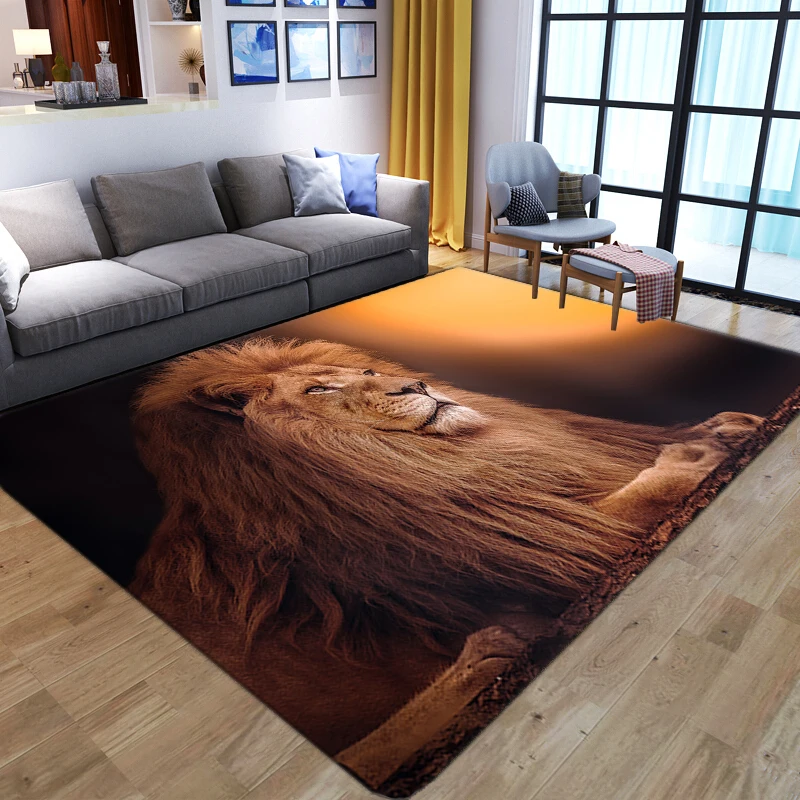

Cartoon Animal Lion 3D Carpets Living Room Rug Boy Bedroom Kitchen Floor Mat Kids Play Area Rug Bath Mat Indoor Entrance Doormat