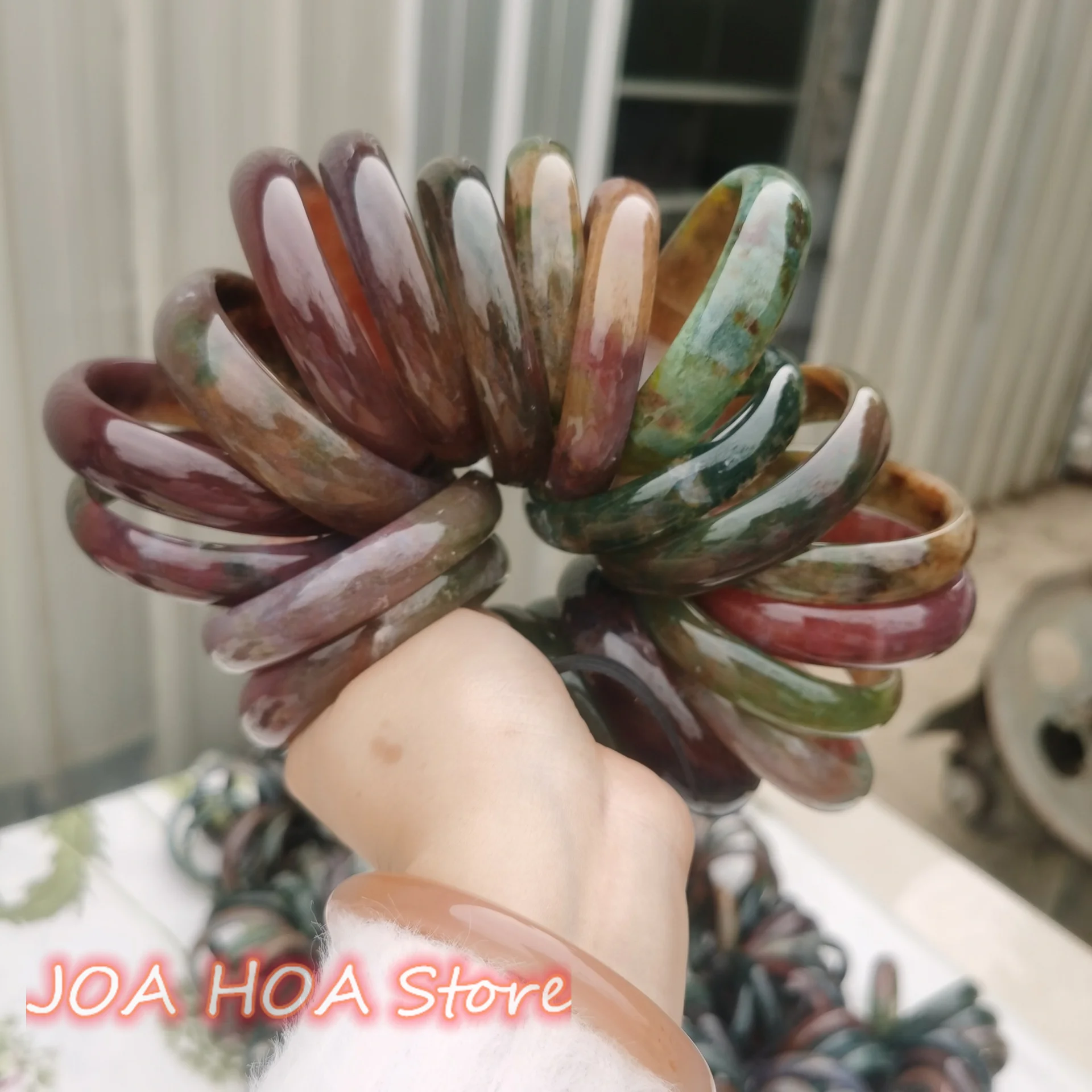 

Round Natural Agate Chalcedony Bangle Colorful Jade Bracelet Each Ring Jade-Handring Exquisite Hand Hewelry Fashion Jewelry