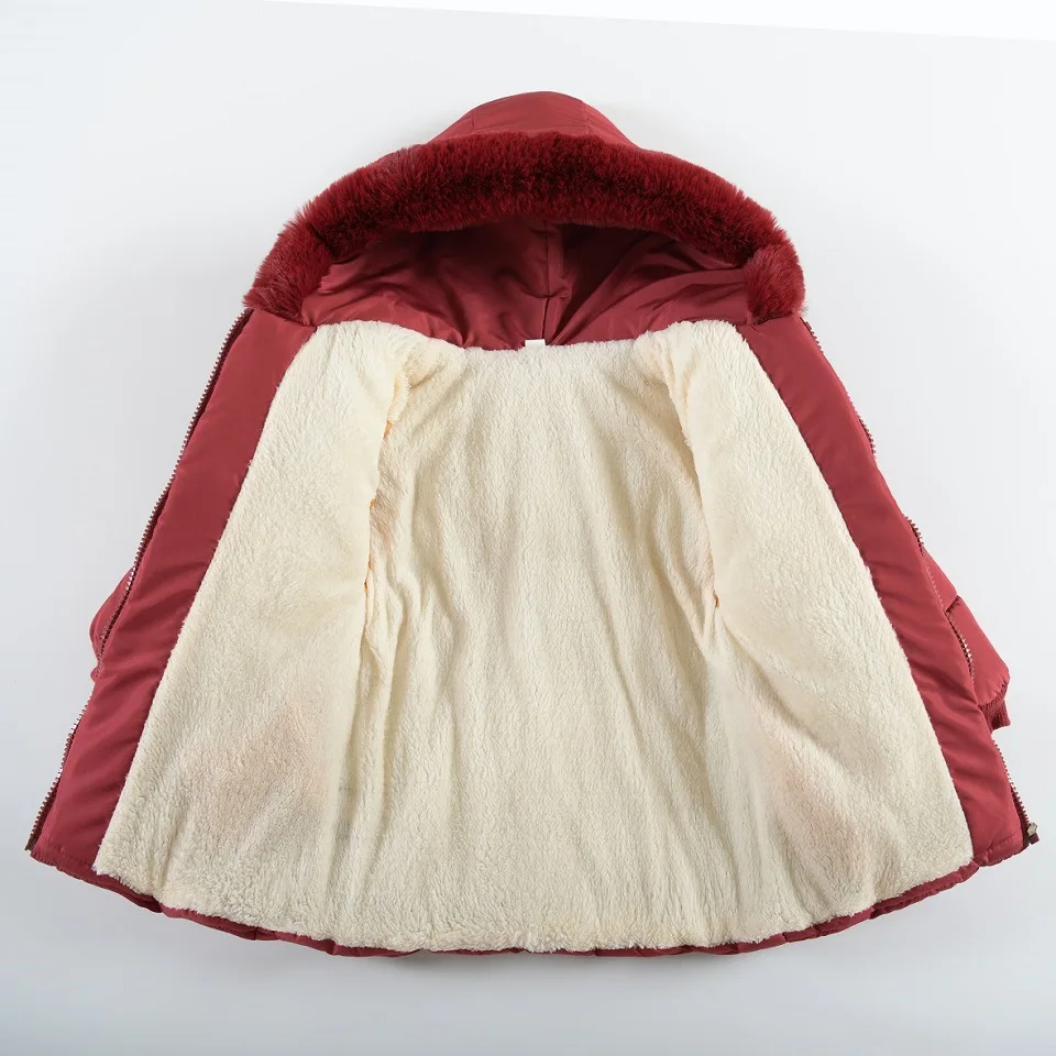 Зимняя куртка для маленьких девочек 1-4 лет меховой воротник милый бант бархатная