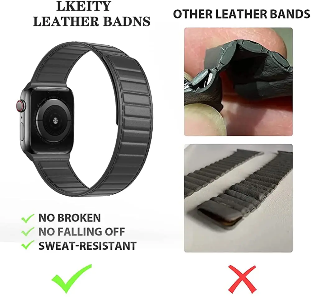 Leather Magnetic Loop Strap For Apple Watch UItra 8 7 45mm 41mm 49mm Bracelet Wristband For iWatch 6 5 4 SE 44mm 40mm 42mm 38mm