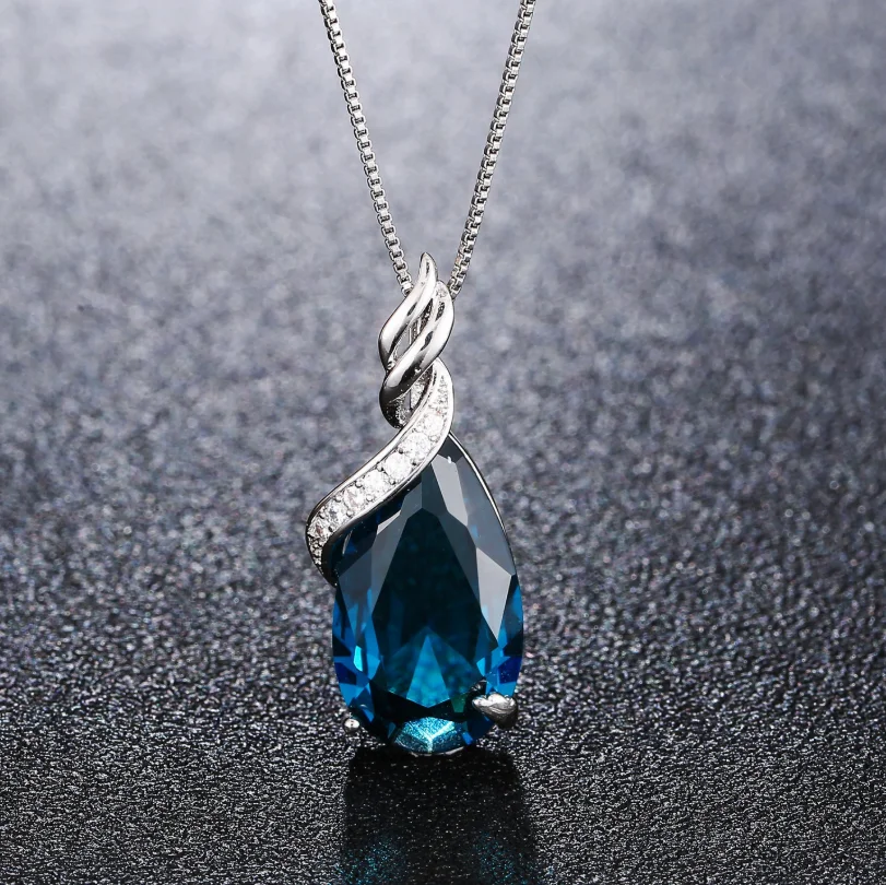 

ANGLANG Luxury Waterdrop Pendant Necklace Bridal Wedding Shiny CZ Stone Romantic Gift Elegant Fashion Necklace Jewelry for Women