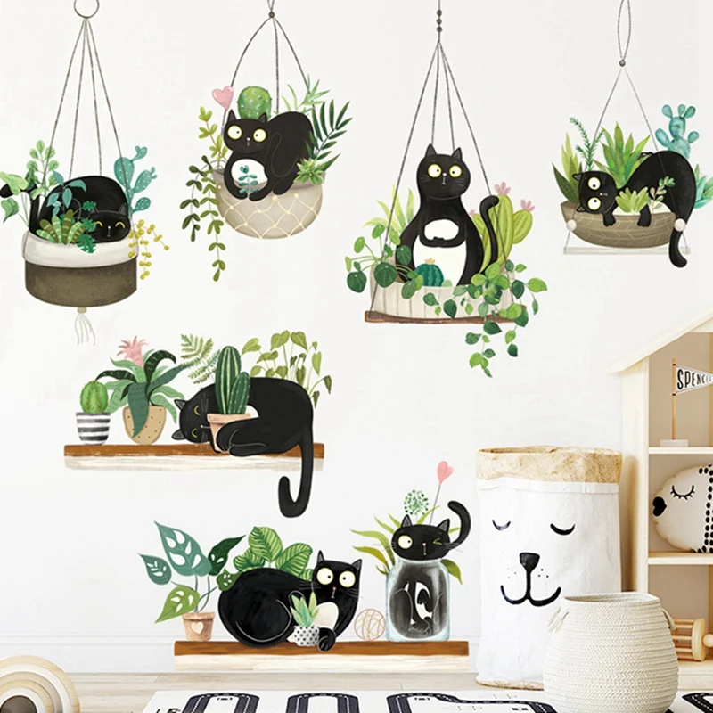 Наклейки на стену модные растения скандинавские тропические настенные бумажные