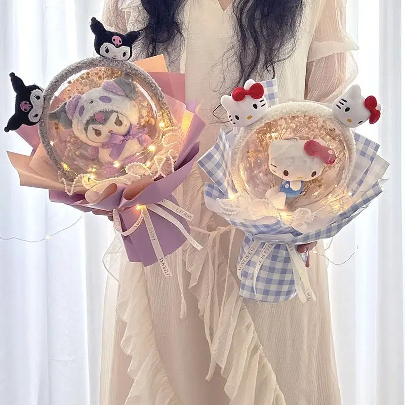 

Детский букет Hello Kitty для творчества, милый головной убор Kuromi Melody Girl, повязка на голову, аксессуары для студенческого декора, рождественский подарок для пары