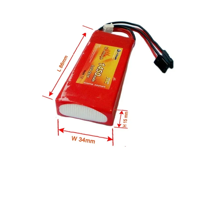 2 шт. Flytown Nano-Tech 1450 мАч 2S1P 6 В 20C ~ 40C LiFePO4 аккумулятор приемника LiFe Rx Pack с черной вилкой