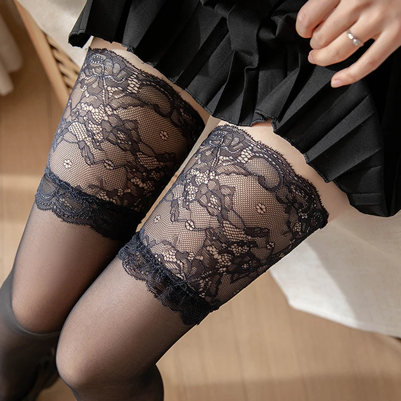 

Hold Up Lovely Lace Stockings Summer Sun Protection Thigh-high Long Socks Women Sexy Breathable Stockings Ultra-thin Hosiery