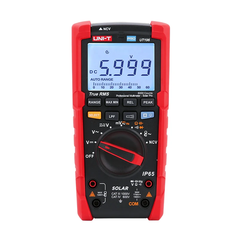 Купи UNI-T UT196 1700V DC True RMS Professional Multimeter Solar Pro 3000A AC current with an external current clamp sensor за 11,072 рублей в магазине AliExpress