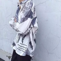 spring summer punk shirts unisex japan long sleeved floral shirt mens retro hong kong style beach loose sunscreen blouse ja