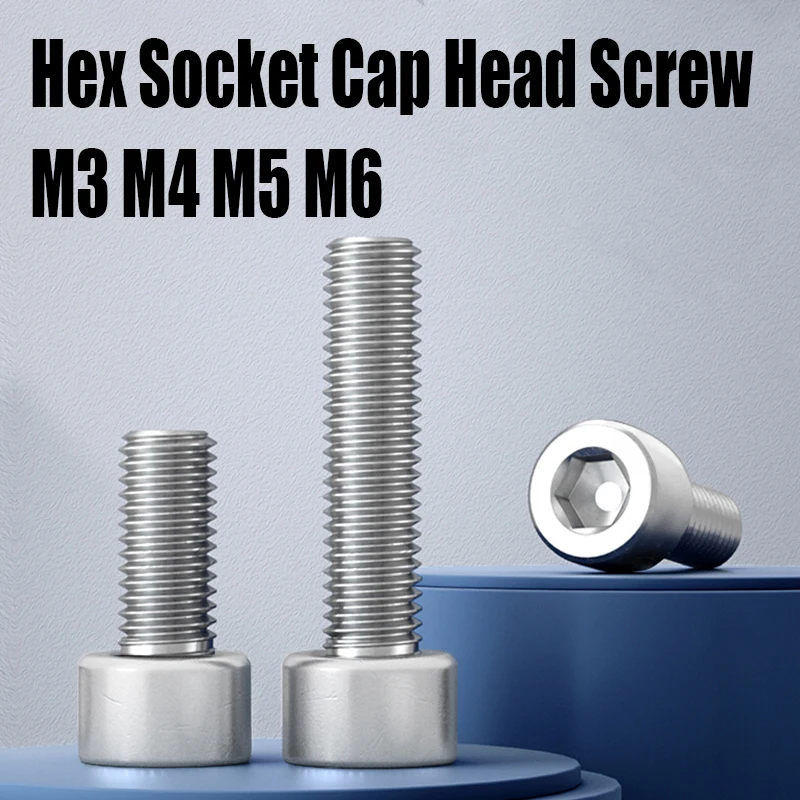

10PCS M3 M4 M5 M6 6mm-45mm 201 Stainless Steel Hexagon Hex Socket Cap Head Screw Allen Bolt Screw Hardware Screw Fastener