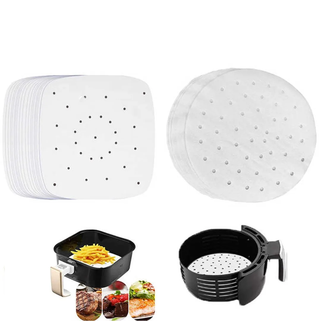 

100Pcs Air Fryer Liner Steaming Paper Square Round Parchment Baking Pads Non-Stick Mat Baking Accessories Kitchen Tools