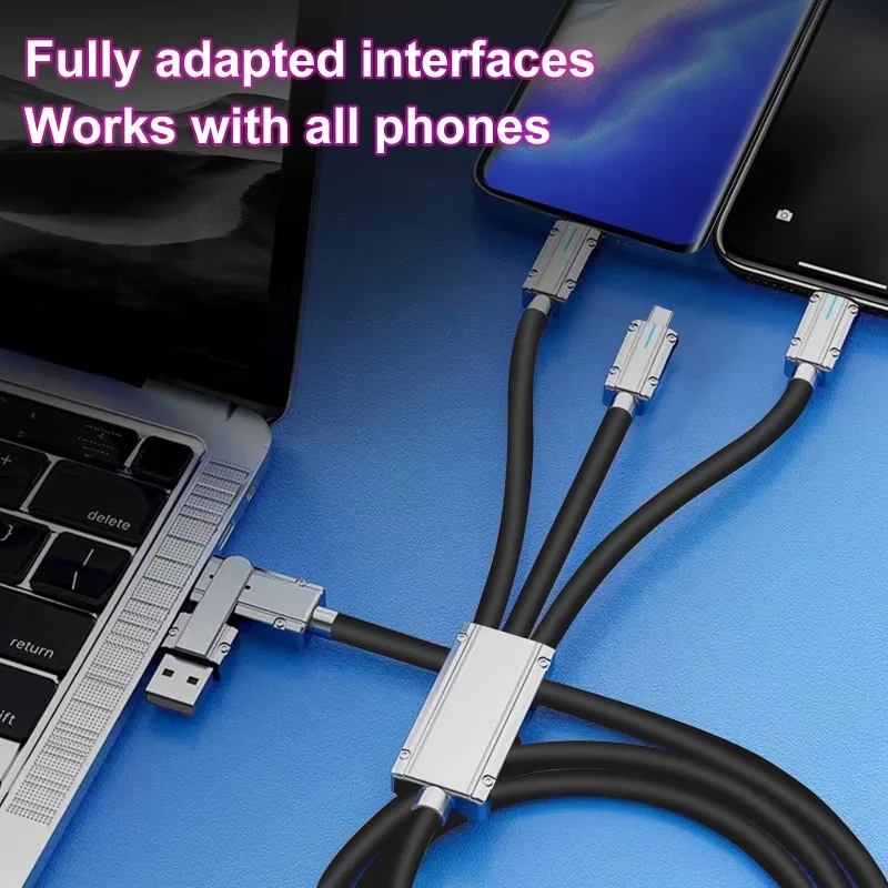 AEVYVKV 5-в-1 USB-C к Micro USB/Lightning Кабель для быстрой зарядки 120 Вт 4 фута Универсальный