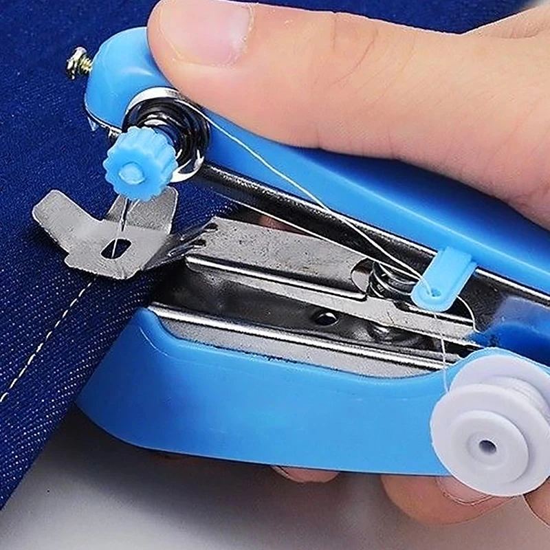 

Portable Mini Handheld Sewing Machine Manual Handy Needlework Cordless Stitch Sew Clothes Household DIY Hat Scarf Sewing Tools