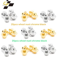 25pcs 14mm car wheel nuts for universal rim cap lip%c2%a0screw%c2%a0bolt%c2%a0 tires decoration replacement external accessories gold chrome