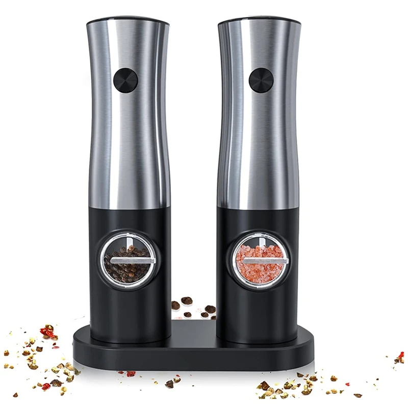 

Lectric Salt And Pepper Grinder Set, Rechargeable Battery Operated Stainless Steel Spice Grinder With LED Light
