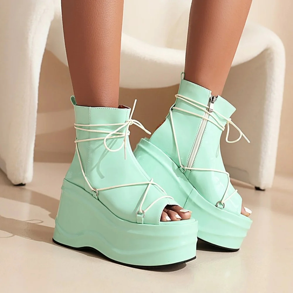 

Womens Platform Lace Up Chunky Super High Heel Pumps Oxfords Shoes Sandals Creepers Japanese Harajuku Dark New Candy Colors