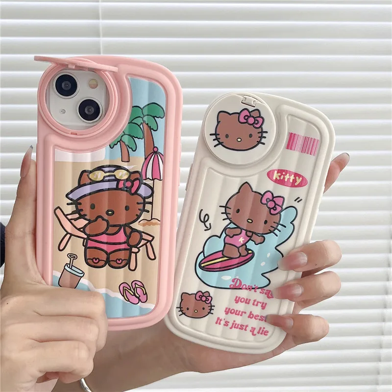 

Sanrio Kawaii HelloKitty Phone Case Cartoon Cute Silicone Iphone14 13pm Mobile Phone Case All-inclusive Iphone12 Protective Case