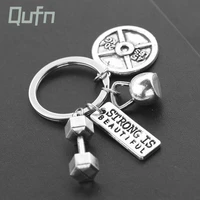 fitness enthusiasts gifts kettlebell barbell dumbbell pendant keychain strong is beautiful kettle bells keyrings men gift