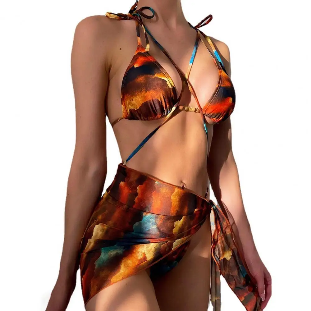 

3Pcs/Set Fashion Swimsuit Breathable Quick Drying Bathing Suit Cross Back Bathing Suit