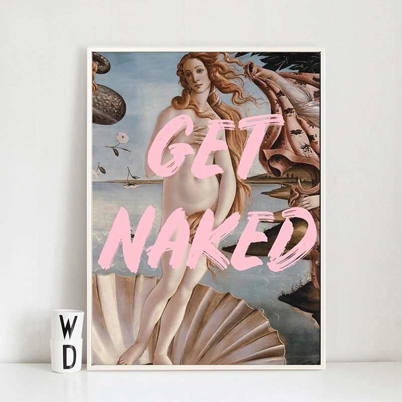 

Картина на холсте с розовыми буквами, привлекательная Обнаженная женщина, фигурка для гостиной, спальни, картина, креативная подвесная карт...