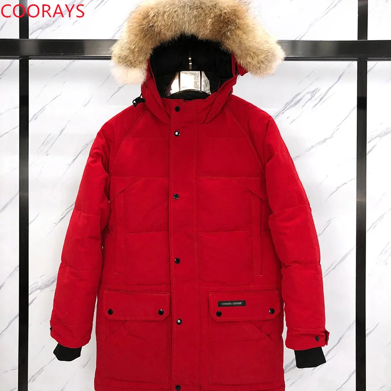 Мужской пуховик с капюшоном черная водонепроницаемая куртка-парка из меха