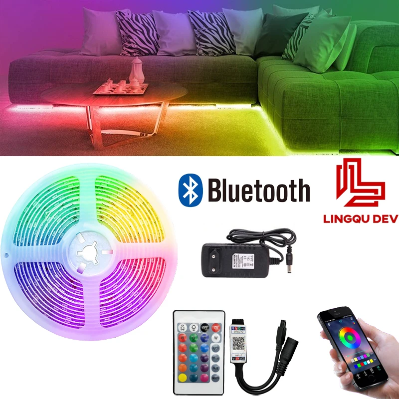 

LED Strip 1m 2m 10m 5050 RGB Bluetooth USB 24 keys Infrared Remote Control Flexible Light 5v LED lights Suitable For Home