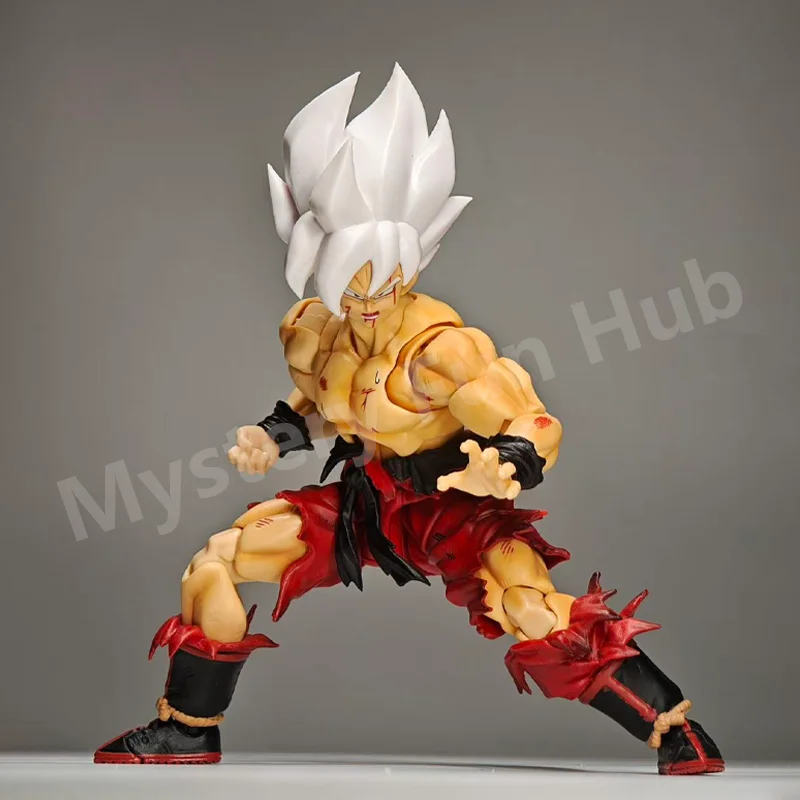 Фото В наличии: Фигурка WY Studio Dragon Ball Z Первый Супер Сайян Гоку с эффектом боевых повреждений и набором аксессуаров. Кастомные игрушки и подарки на день рождения. №3