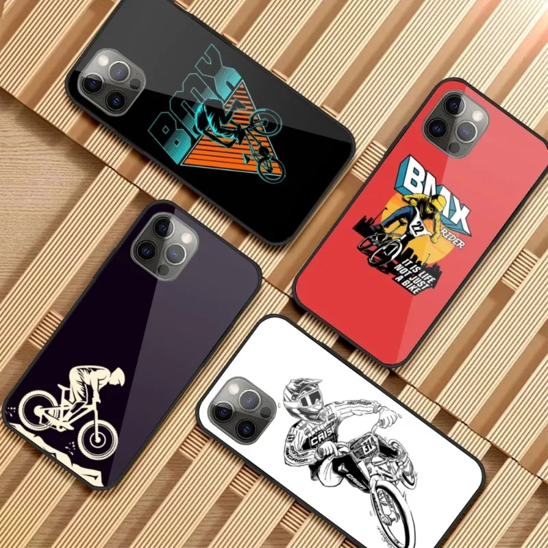 Bike Cell Phone Case For Iphone 14 13 12 11 Xs X 8 7 6 Plus Mini Pro Max Se 2022 Pc Glass Phone Cover Funda