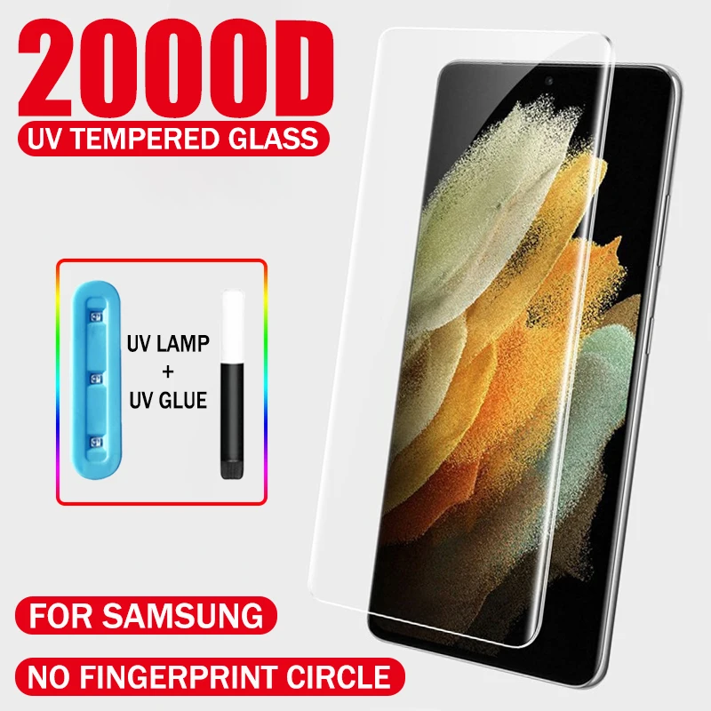 

2000D UV Tempered Glass For Samsung Galaxy S21 S20 S10 S8 S9 Plus Screen Protector For Samsung Note 20 Ultra 10 9 8 S10E S10(5G)