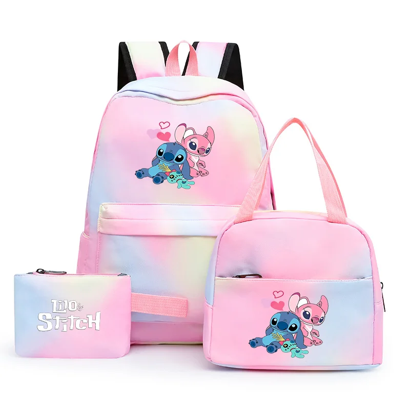 

3pcs Disney Lilo Stitch Colorful Backpack with Lunch Bag Rucksack Casual School Bags for Girls Women Student Teenagers Sets