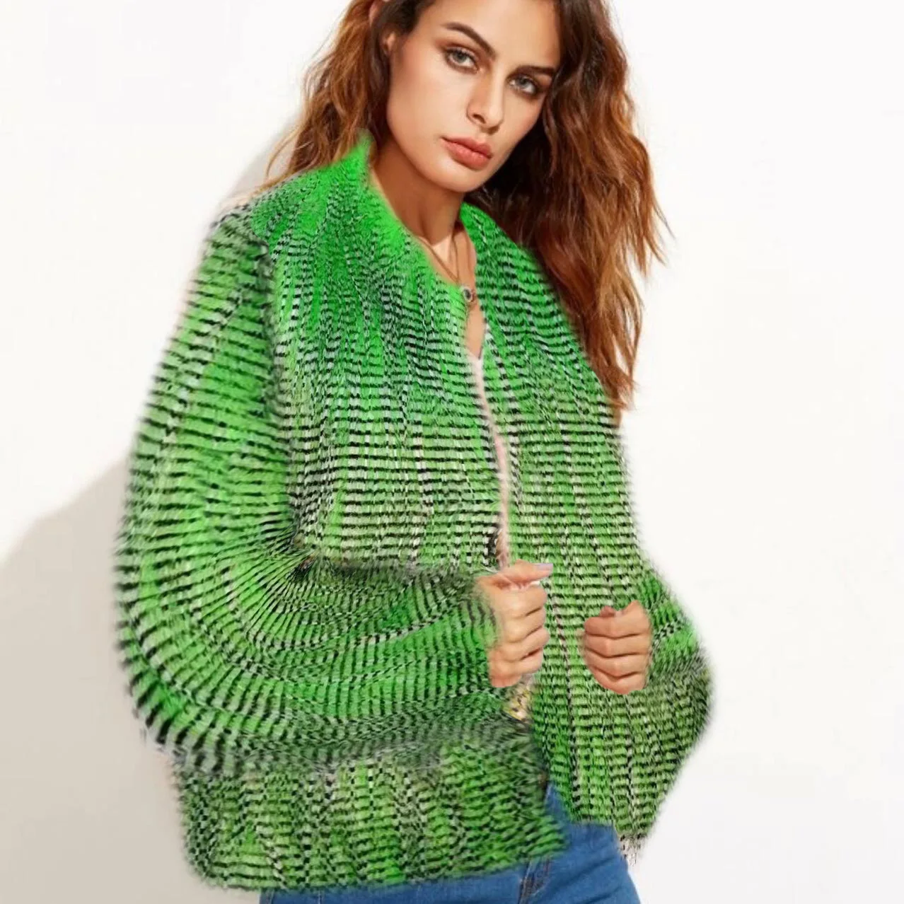 Faux Fur Coat Women 2022 Autumn Winter Fashion Faux Fur Peacock Jackets Female Casual Warm Loose Coat Chic Long Sleeve Outwear