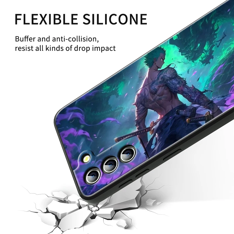 Zoro аниме O-One P-Piece мультфильм для Samsung Galaxy S24 S23 S22 S21 S20 FE S10 S10E Plus Ultra Pro Lite 5G черный