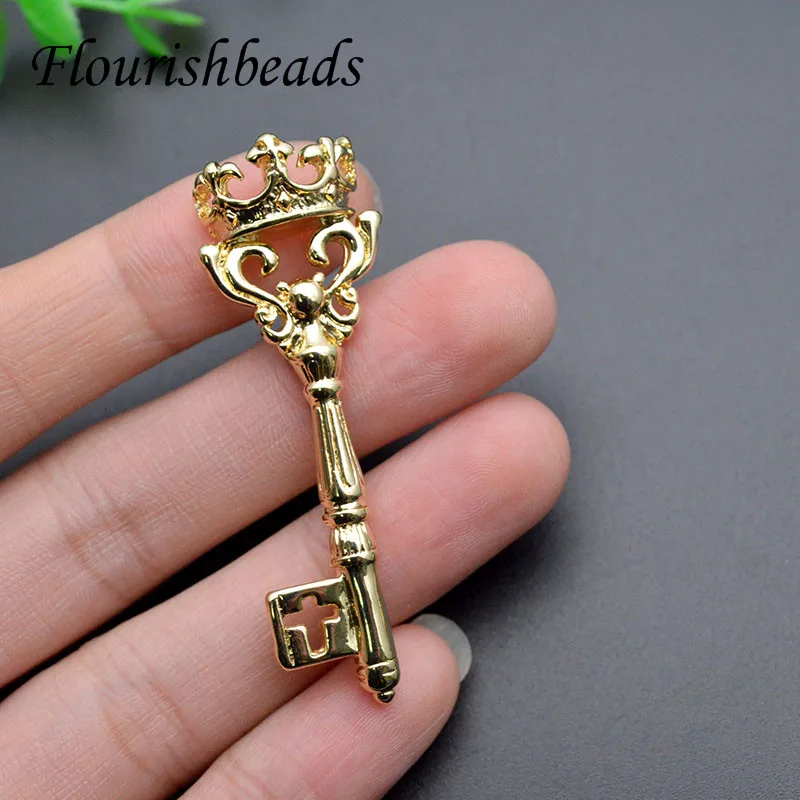 

18x50mm Gold Plating Personality Crown Scepter Shape Key Charms Pendant for DIY Necklace Mobile Phone Accessories 10pcs/lot