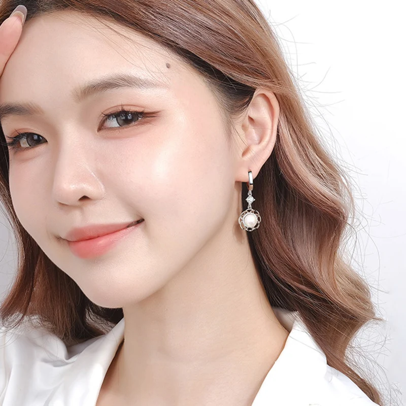 Элегантные ажурные цветочные серьги для женщин милая романтичная жемчужная