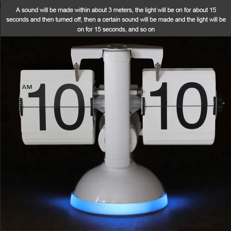 

Flip Down Page Desk Clocks Retro Flip Table Clock Stainless Steel Mechanical Automatic Clock Luminous Voice Control Lamp Clock