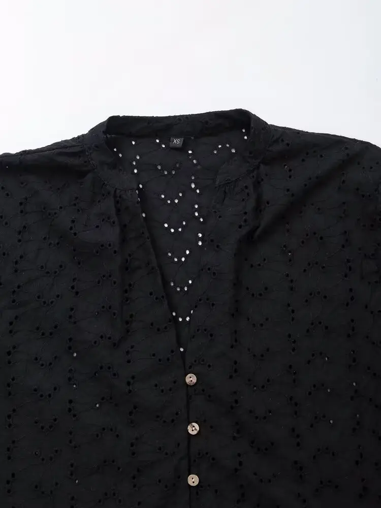 Рубашка Maxdutti с вырезами черные прямые штаны повседневные брюки минималистичный