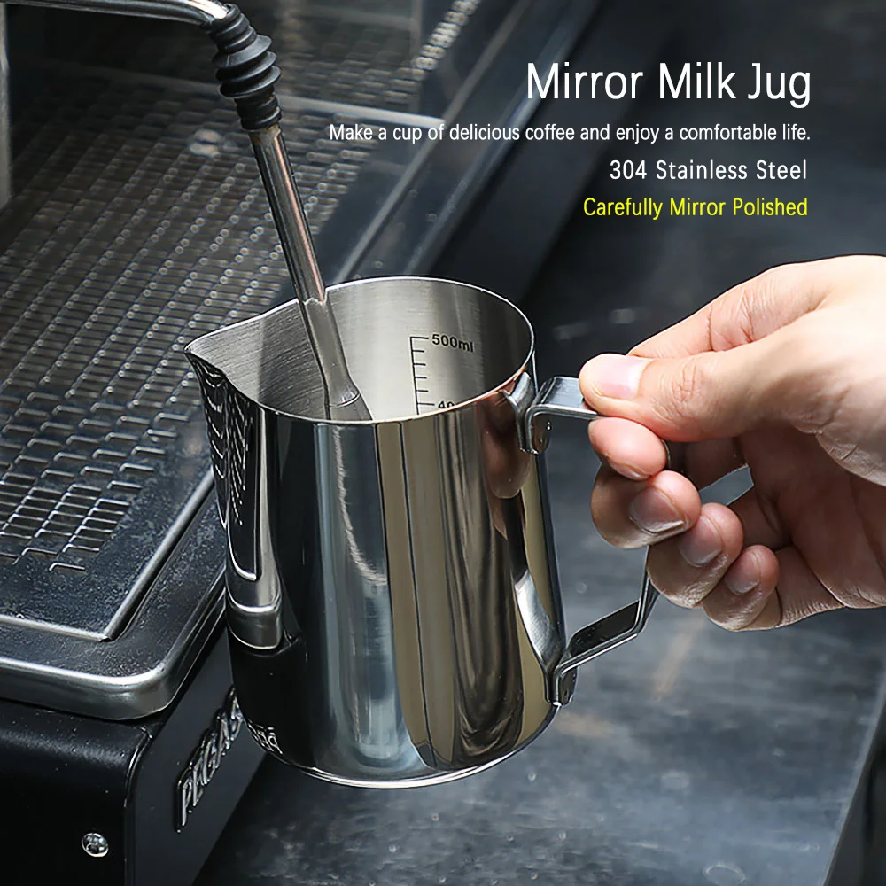 Espresso Coffee Milk Frothing Pitcher Stainless Steel Measurement Inside Steaming Jug Barista Latte Art Frother Cup 350/600Ml | Дом и сад